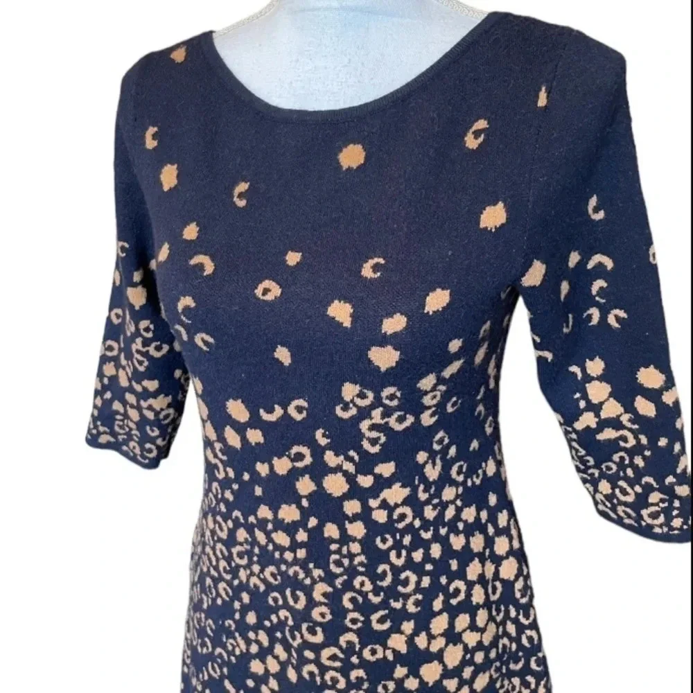 Anthropologie Dress Womens XS Maeve Sweater Animal Print Warm Scoop Back Y2K - Picture 8 of 15